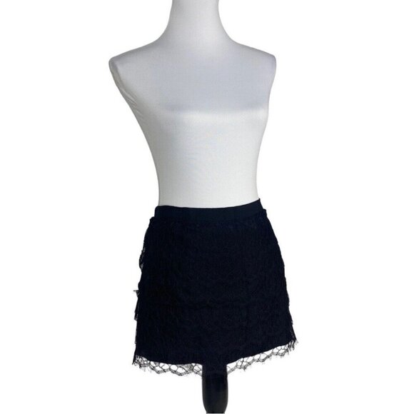 Haute Hippie Women’s Black Tiered Lace Minimalist Mini Skirt Large/W32‎ - Picture 2 of 10